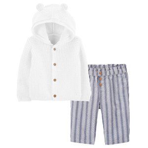 NEW Carter's Kid 3D Ear Hooded Cardigan Variegated Striped Straight Pull On Pant